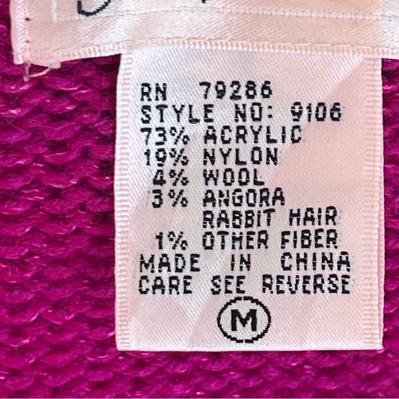 Vintage Jaclyn Smith Sweater Womens Medium Pink 80s 90s Beaded Bow Wool Angora - Picture 6 of 12